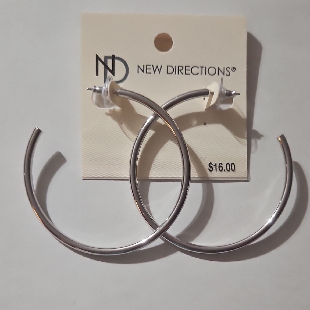 New Directions Elegant Silver Hoop Earrings